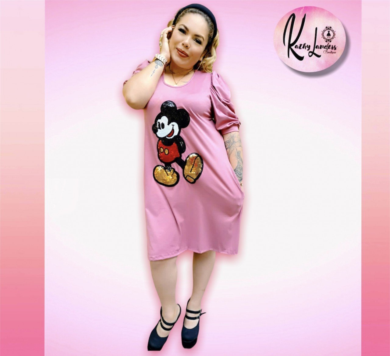 VESTIDO BRUSH MICKEY ROSA