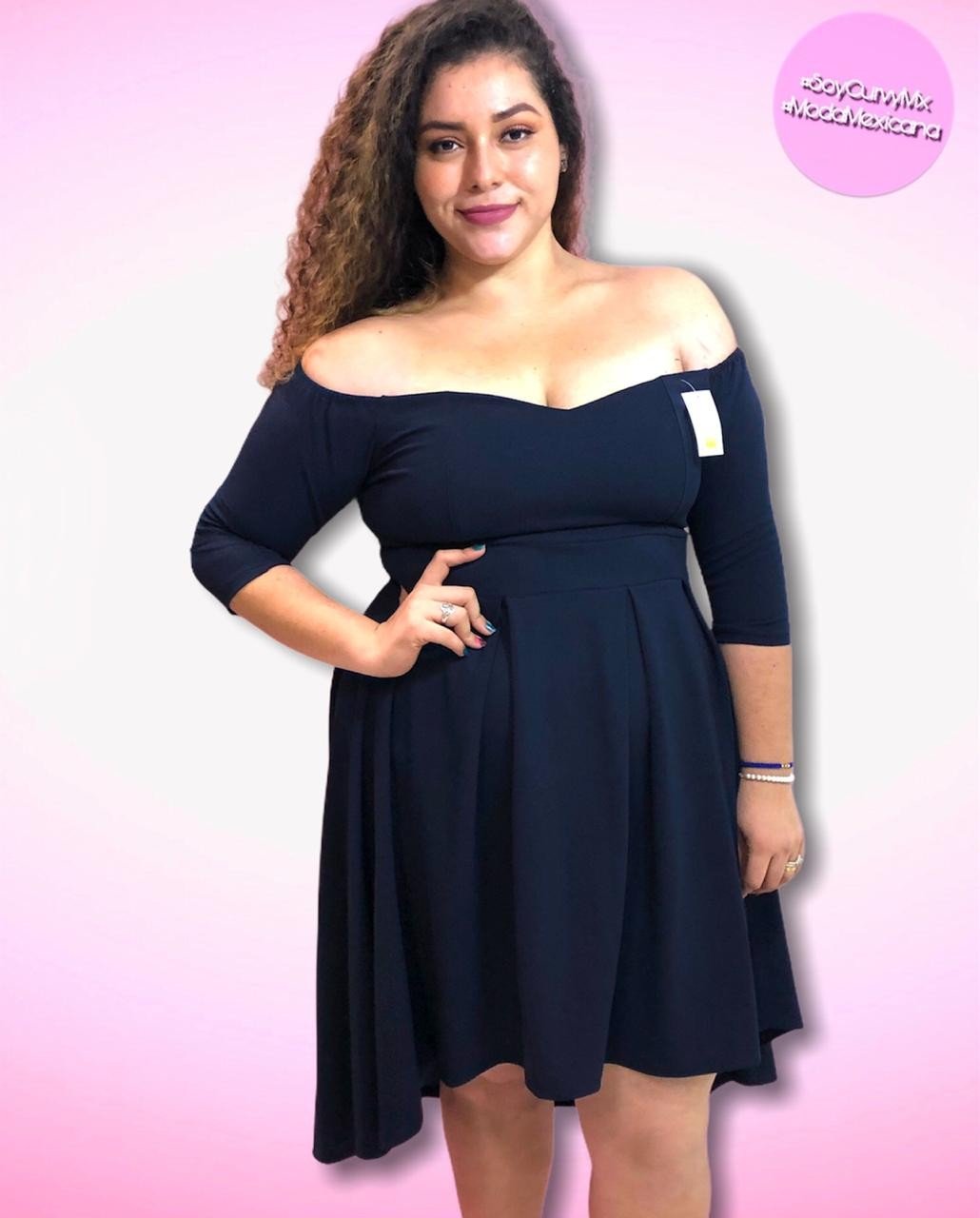 VESTIDO ASIMETRICO AZUL MARINO