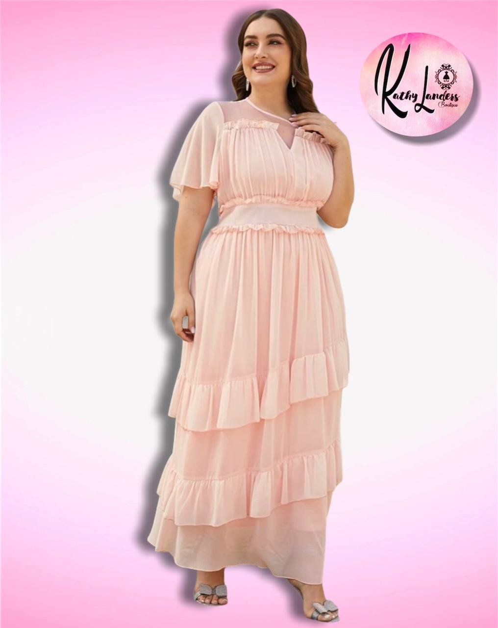MAXIVESTIDO LINEA A ROSA