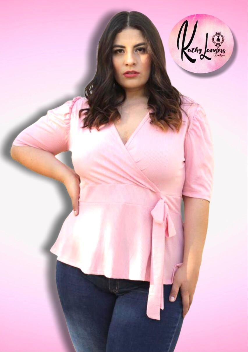 BLUSA PEPLUM ROSA PASTEL