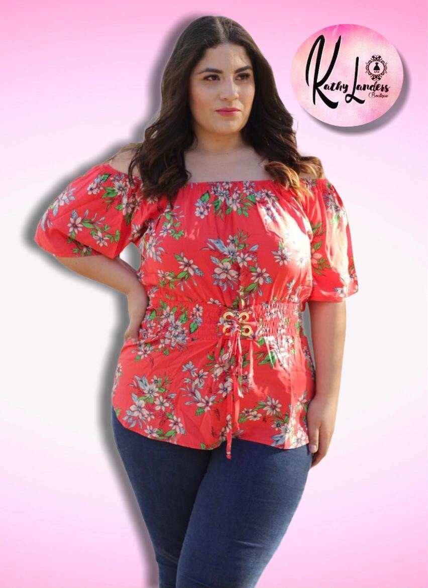 BLUSA FLORES ROJAS OFF SHOULDER