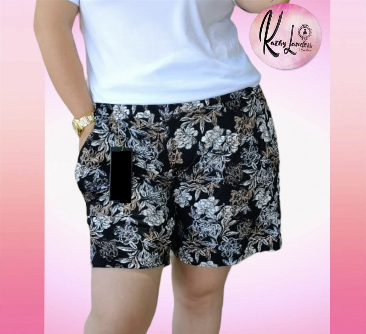 SHORT CASUAL NEGRO FLORES