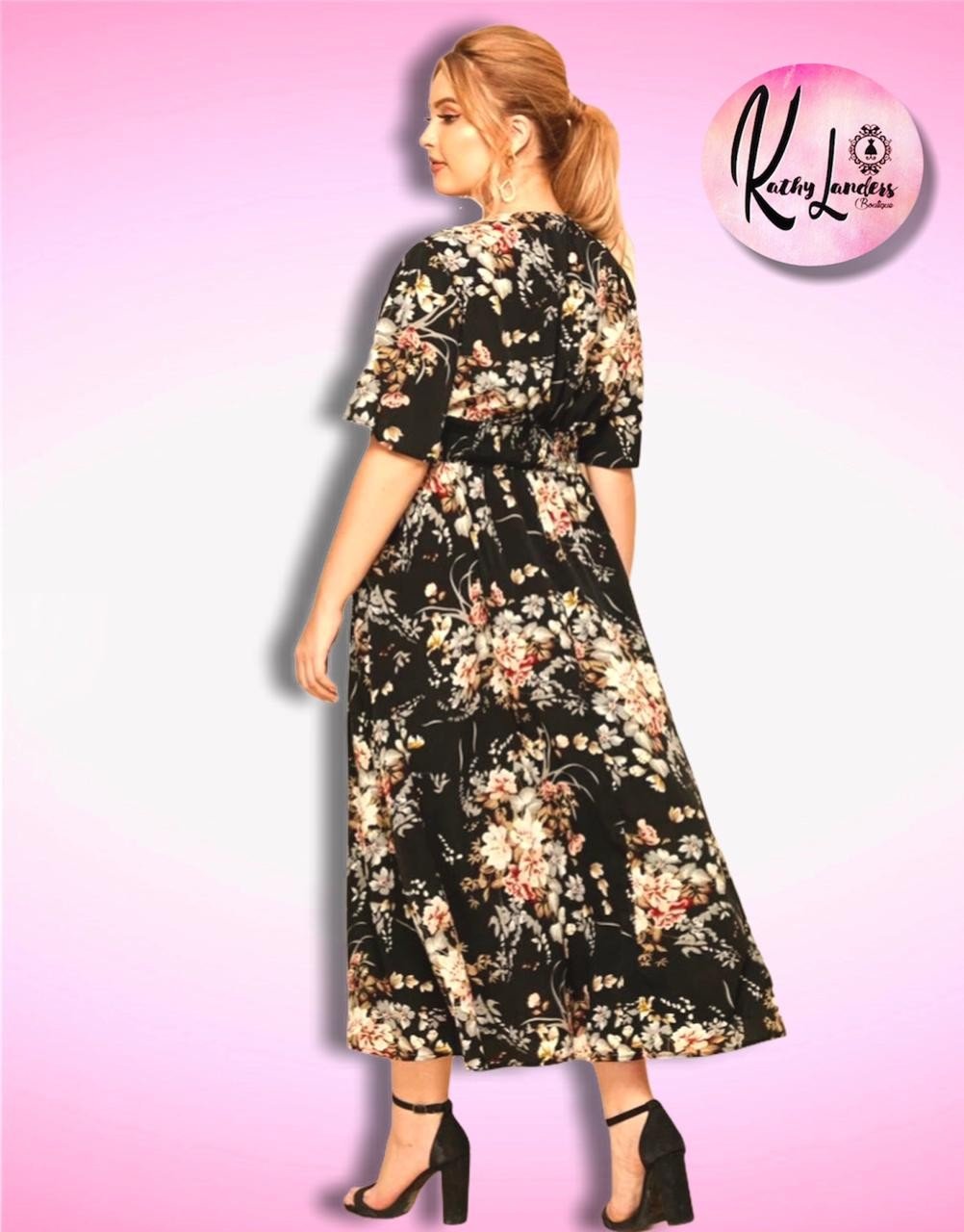 MAXIVESTIDO NEGRO FLORAL