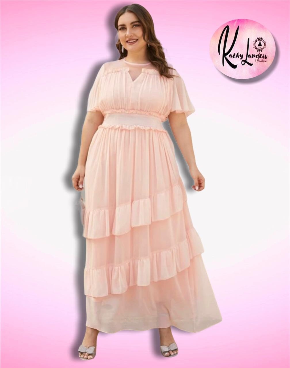 MAXIVESTIDO LINEA A ROSA