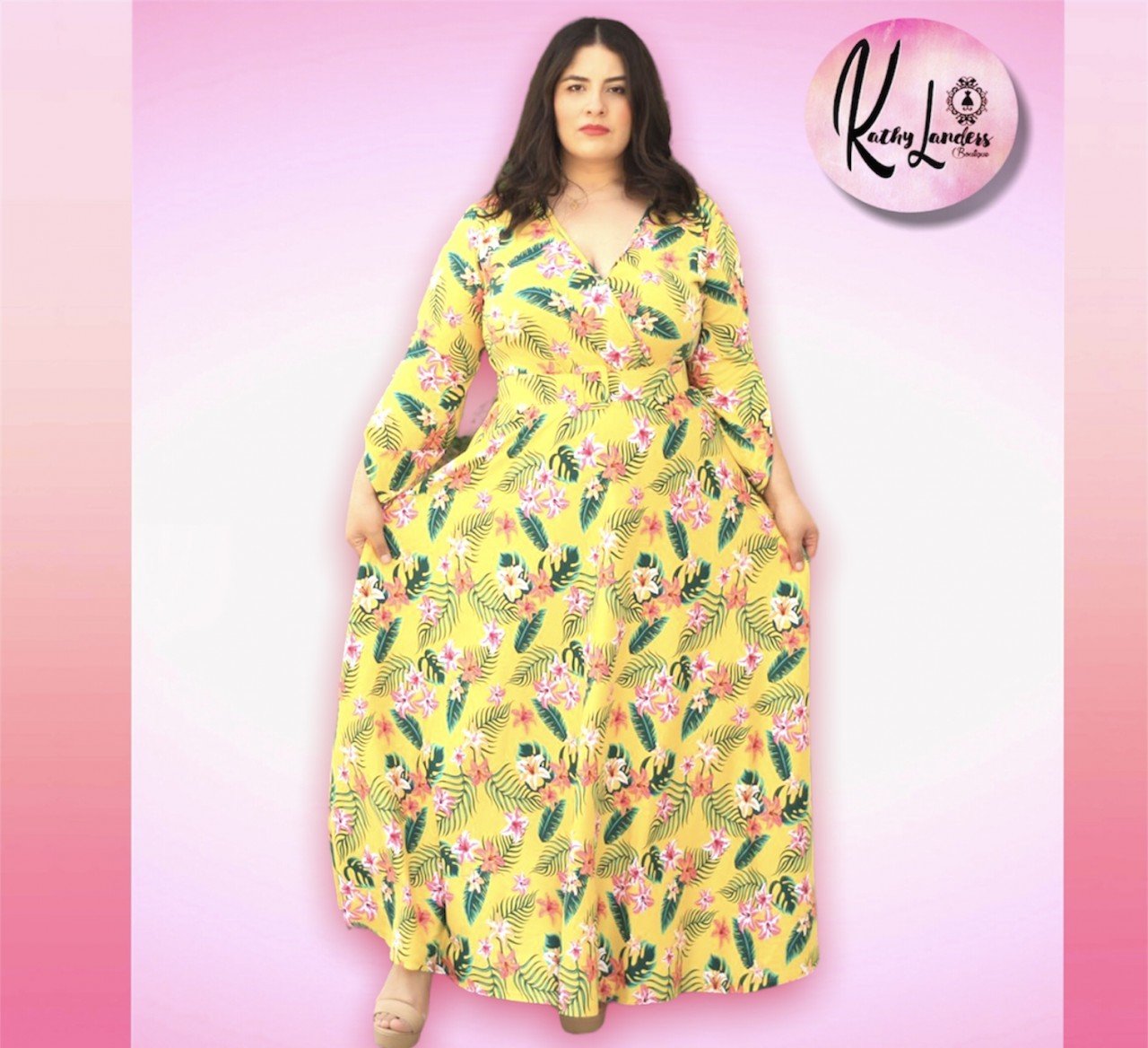 MAXI VESTIDO AMARILLO FLORES