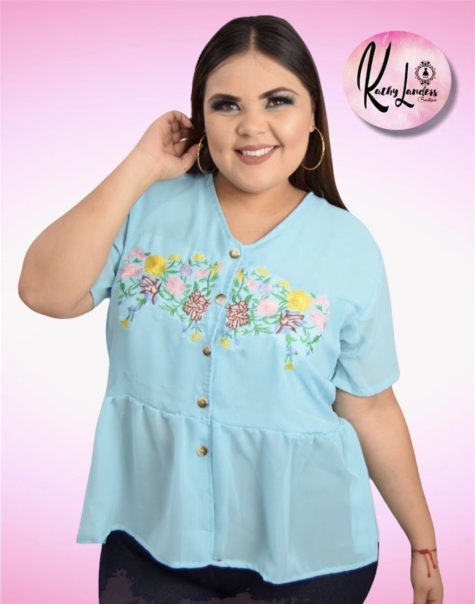 BLUSA PEPLUM BORDADA MENTA