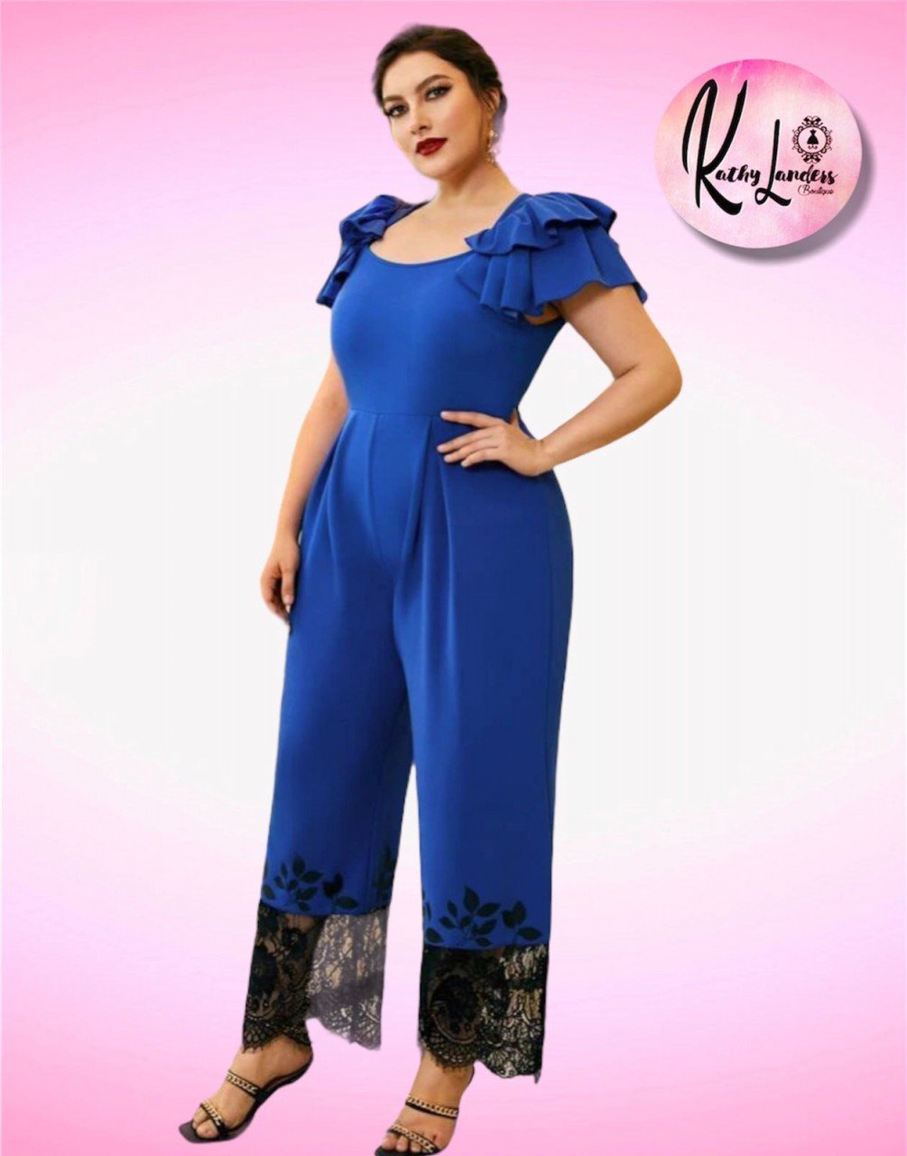 MONO AZUL CON ENCAJE