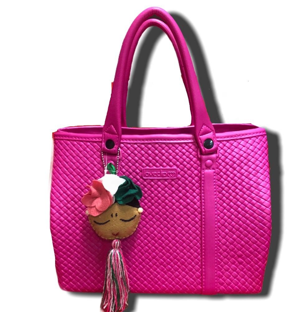 BOLSA CASUAL ROSA CON DIJE ARTESANAL