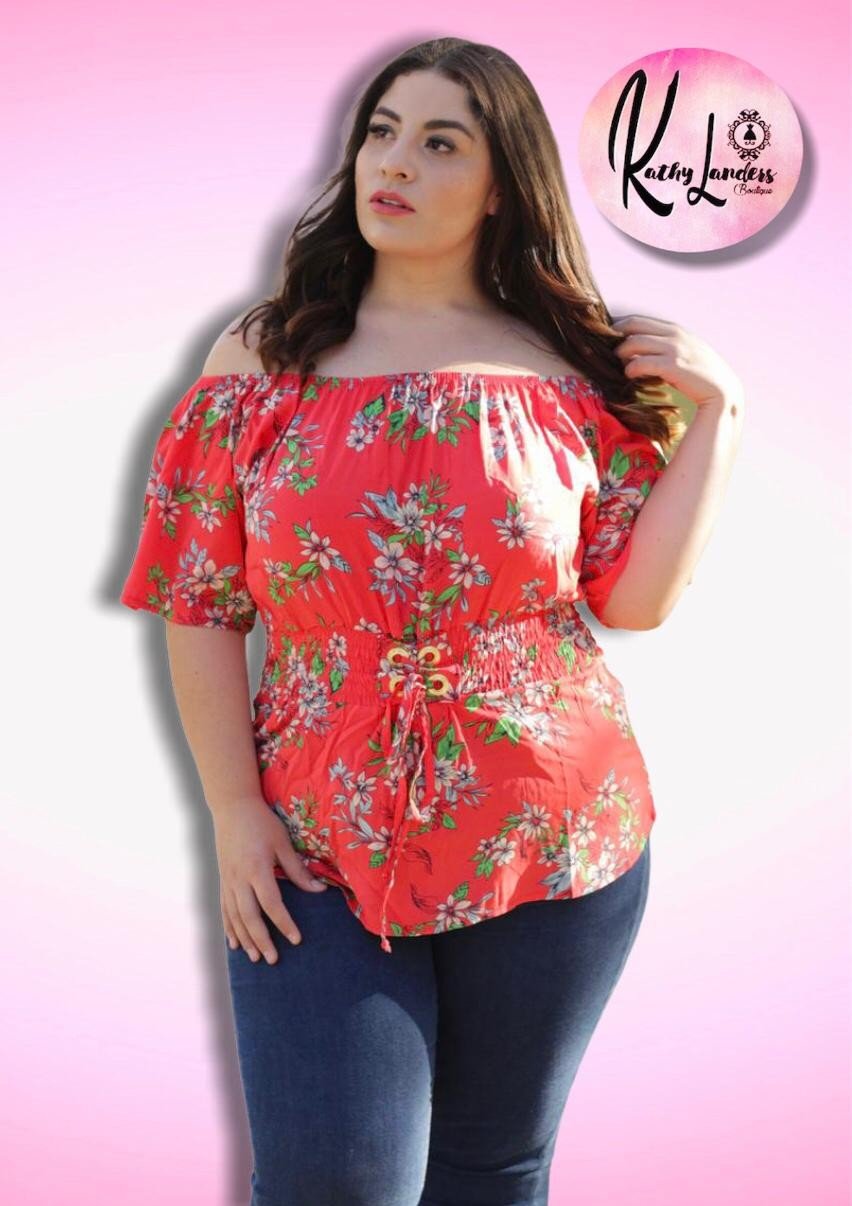 BLUSA FLORES ROJAS OFF SHOULDER